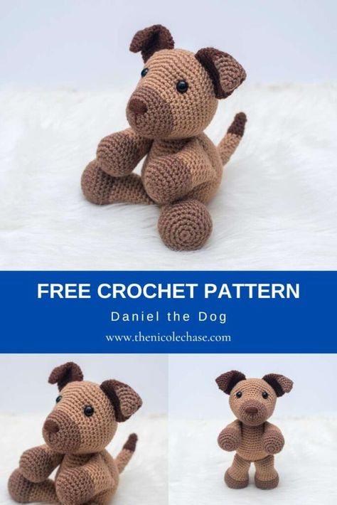 Free Dog Crochet Pattern - Amigurumi Dog Aussie Crochet Pattern, Australian Shepherd Crochet Pattern, Crochet Dog Pattern Free, Labrador Crochet Pattern, Free Crochet Dog Patterns, Amiguri Patterns, Diy Crochet Amigurumi, Crochet Dogs, Dog Crochet Pattern