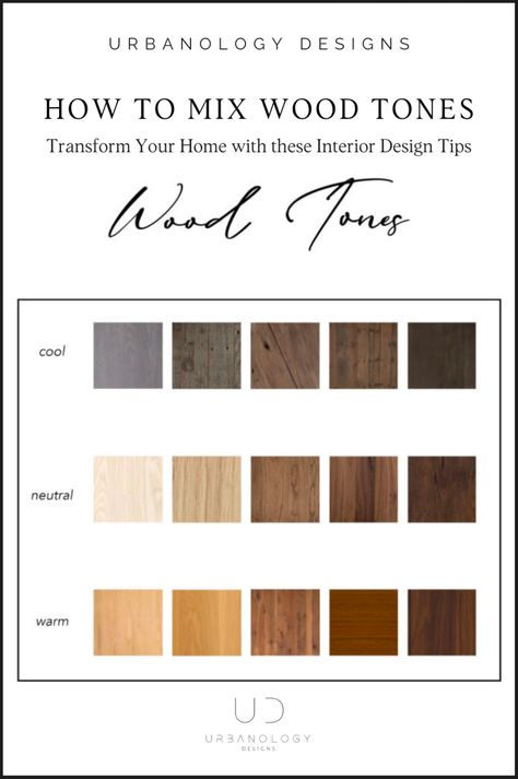 Dive into contemporary home interior design with our expert advice on how to mix wood tones, sure to help you elevate your home's aesthetic and turn it into your dream house. See other interior design projects, interior design tips, and discuss our interior design services at urbanologydesigns.com Teak Wood Color Palette, How To Mix Wood Tones In A Room, Wood Tones That Go Together, Wood Pairings, Mixed Wood Tones, Mix Wood Tones, Mixing Wood Tones, California Style Interior, Moody Interior Design