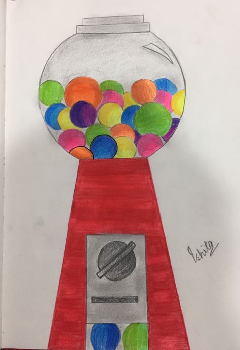 Gum Machine, Bubble Gum Machine, Bubble Gum, Drawing Ideas, Gum, Bubbles, Drawings, Art