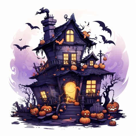 Haunted House Concept Art, House Drawing Aesthetic, Halloween Haunted House Drawing, Spooky House Drawing, Halloween Concept Art, Haunted House Aesthetic, House Png Images, Cute Haunted House, Halloween Haunted House Diy