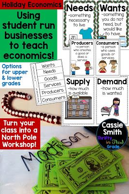 Teach your students all about economics with this fun holiday unit. Your students will run their own businesses as they learn all about supply and demand, goods and services, needs and wants, producers and consumers, and even taxes! The best part is that the goods, or crafts, students create can be used as holiday gifts for families! 2nd Grade Economics Project Ideas, 3rd Grade Economics, 2nd Grade Economics, Learn Economics, Producers And Consumers, Service Learning Projects, Government Lessons, Skeleton Craft, Economics Project