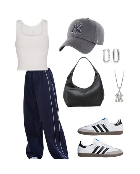 Yankee Game Outfit Women, Yankee Game Outfit, Yankees Game Outfit, New York Yankees Outfit, Yankees Outfit, Yankee Fitted, Outfits Styling, Collage Outfits, Game Outfit