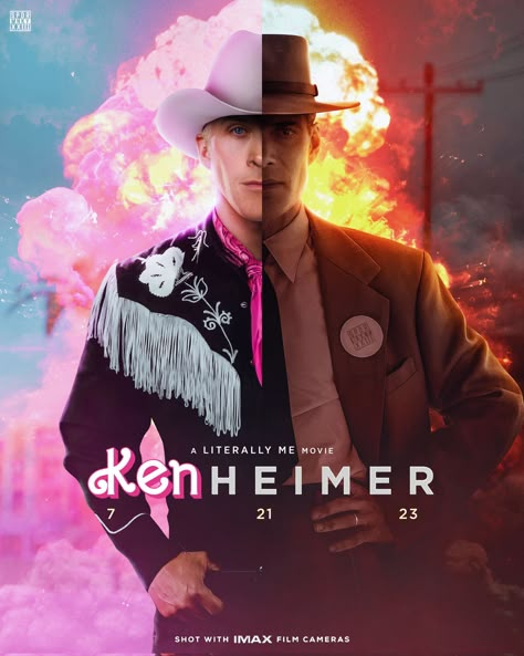 Oppenheimer Art, Barbie X Oppenheimer, Barbie And Oppenheimer, Barbie Oppenheimer, Family Guy Funny Moments, Hi Barbie, Barbie 2023, Film Posters Art, Райан Гослинг