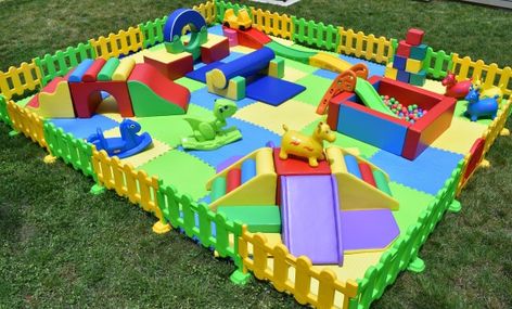 Play Area For Infants, Infant Outside Play Area, Baby Outside Play Area, Toddler Soft Play Party, Outdoor Soft Play Area, Toddler Soft Play Area, Soft Play Party Ideas, Soft Play Set Up Ideas, Soft Play Ideas