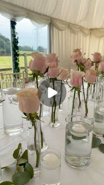 Maddison J Creations on Instagram: "Pink delicate roses and floating candles for a beautiful countryside wedding 🌸  Venue @hilltopcountryhouse   #weddingdecor #weddingdetails #weddingreception #weddingdecoration #weddingflowers #weddingflorals #freshflowers #weddingstyling" Floating Candles And Bud Vases Wedding, Candles And Bud Vases Wedding, Floating Candles And Bud Vases, Candles And Bud Vases, Bud Vases Wedding, Pink Wedding Centerpieces, Beautiful Countryside, Countryside Wedding, Floating Candles