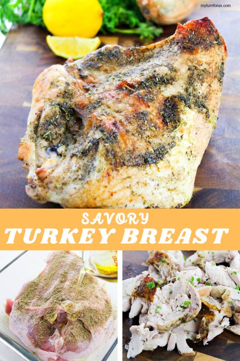 Are you in need of a scaled-down recipe for Thanksgiving? Our savory turkey breast recipe is just the ticket! Discover how to cook a half turkey breast to perfection in the oven. Full of flavor and suitable for two (with a little left over), this dish is guaranteed to make your intimate Thanksgiving dinner a memorable one. #TurkeyBreast #DinnerForTwo #myturnforus #SmallThanksgiving #BakedTurkeyBreast #ThanksgivingDinnerTurkey How To Cook A Half Turkey Breast In The Oven, Half Turkey Breast Recipe, Thanksgiving For Two, Turkey Breast Recipes, Recipe To Cook, Favorite Christmas Recipes, Holidays Ideas, Turkey Breast Recipe, Winter Dishes