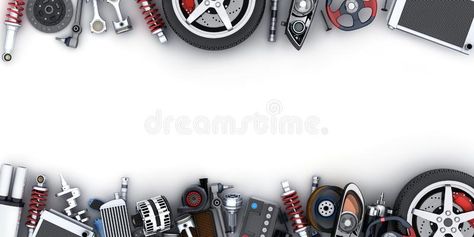 Many car parts on white background stock illustration Car Background, Wedding Vector Art, Car Advertising Design, Cool Car Pictures, Car Spare Parts, Baby Birthday Cakes, Background 3d, Car Advertising, Wedding Vector