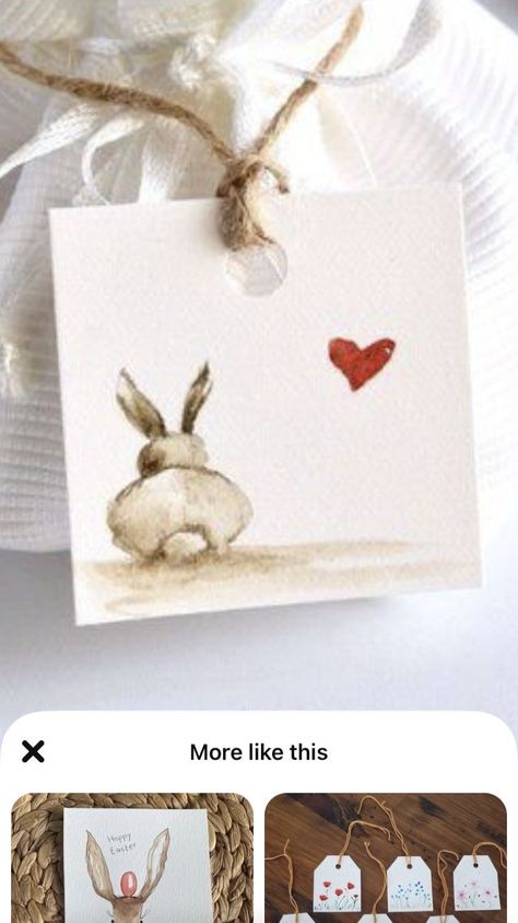 Easter Watercolour Painting, Easy Animal Watercolor Paintings For Beginners, Easy Bunny Watercolor, Watercolor Easter Bunny, Valentine Watercolor Card Ideas, Easter Card Watercolor, Easy Easter Watercolor, Easter Watercolor Paintings Easy, Easter Watercolor Cards