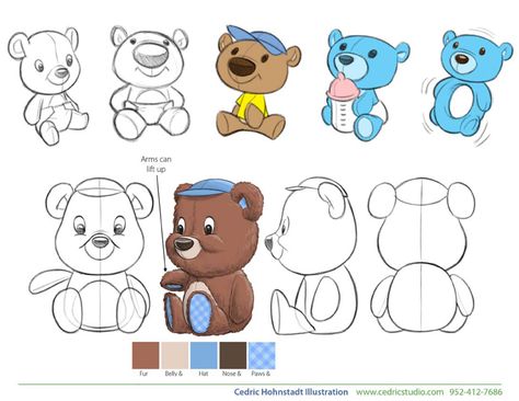 Plush Bear design Play Illustration, Bear Sketch, Character Model Sheet, Teddy Bear Toys, Sketchbook Inspiration, Prop Design, Drawing Practice, Character Sketch, Bear Design