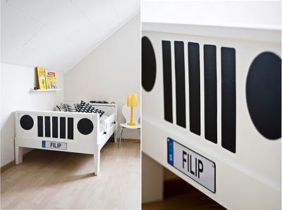 Ikea Vikare bed become a Jeep Cama Ikea Kura, Ikea Kids Bed, Jeep Bed, Diy Jeep, Cama Ikea, Ikea Kura Bed, Kura Bed, Kids Deco, Ikea Kids