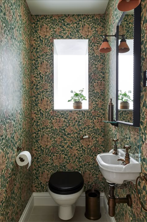 Anemone Wallpaper, Black Anemone, Small Downstairs Toilet, William Morris Wallpaper, Buy Wallpaper, Home Improvement Show, Downstairs Loo, Downstairs Toilet, Arts And Crafts House