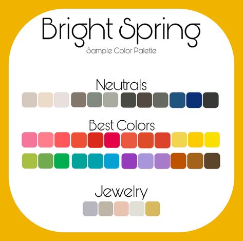 Bright Spring Color Palette Outfits Fall, Bright Spring Accessories, Bright Spring Color Palette Nail Polish, Spring Bright Palette, Bright Spring Color Combinations, Vivid Spring Color Palette, Bright Spring Palette Outfits, Bright Spring Colour Palette, Bright Spring Nail Colors