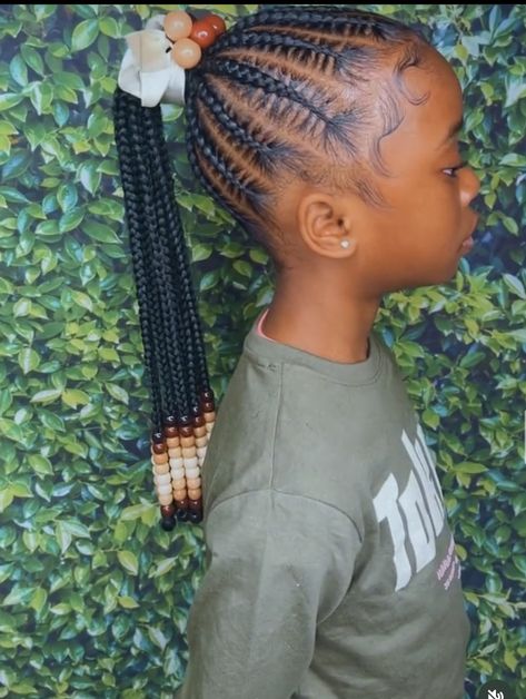 Hairstyles For 5 Year Girl Black Braids, Kids Braided Hairstyles Natural Hair Without Beads, Kids Braids With Beads Simple, Kids Twist Hairstyles Children Hair, Braided Ponytail Kids, Kids Braided Hairstyles African American, Knotless Ponytail, Quick Braided Hairstyles For Kids, Ponytail Hairstyles For Kids