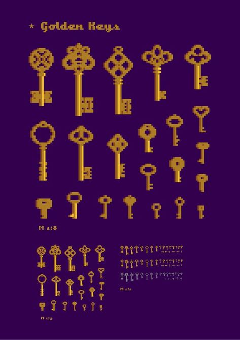 Golden Keys by VectorPixelStar on @creativemarket Key Pixel Art, Game Emblems, Game Making, Line Game, Paint Icon, Pixel Art Tutorial, Old Key, Pixel Design, Needlepoint Tapestry