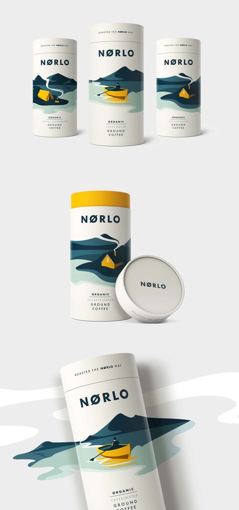 Design Happy - Norlo Coffee Designed by Design Happy – Taking inspiration from the clean, minimalist Scandinavian style, we created a range of bespoke illustration vistas that re-imagined the traditional coffee language while staying true to the spirit of the brand of being a lighter more flavoursome roast. – #coffee #packagingdesign Clean Style Graphic Design, Nordic Packaging Design, Scandinavian Graphic Design Inspiration, Nordic Branding Design, Scandinavian Product Design, Scandinavian Packaging Design, Nordic Design Graphic, Scandinavian Branding Design, Scandinavian Graphic Design Branding