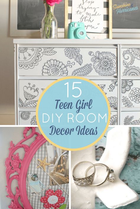 15 Stylish DIY Projects for Teen Girls. A teen and tween girl's room is her sanctuary. Help her make it truly reflect her style and personality with these teen room decor ideas. Diy Teen Bedroom Decor, Teen Bedroom Decor Ideas, Diy Teen, Diy Room Decor For Teens, Bedroom Decor For Teen Girls, Teen Girl Bedroom, Ideas Hogar, Bookshelves Diy, Teen Room Decor