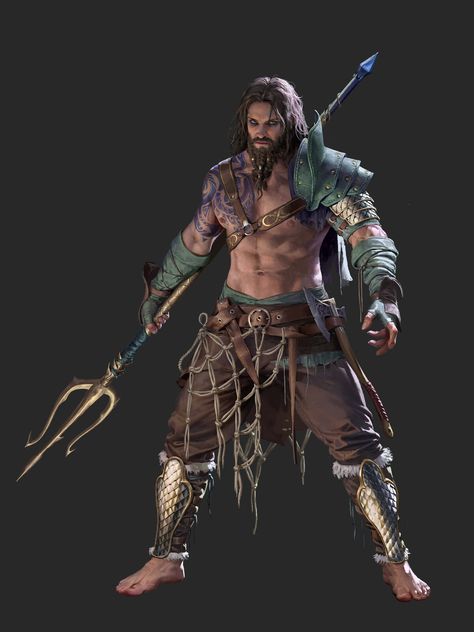 Atlantis Armor, Atlantean Clothing, Atlantean Character Design, Atlantean Armor, Concept Portfolio, D D Character Ideas, Armor Clothing, Pathfinder Character, Character Design Male