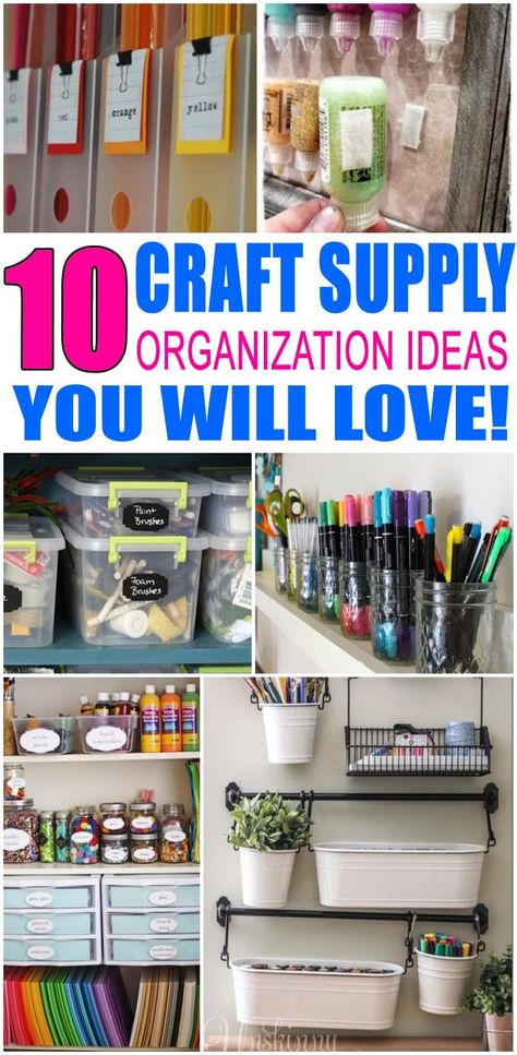 Craft Supply Organization! Get the best ideas to organize and store your craft supplies. Great DIY ideas that are perfect for small spaces, craft rooms and more. Organizing idea hacks to keep you clutter free and tidy. Ideas for kids, parents or any crafty person. Get the best craft supply organization ideas now! #organization #storage #crafts How To Store Craft Supplies, Kids Room Organization Boys, Craft Supply Organization, Craft Storage Ideas For Small Spaces, Craft Room Organization Storage, Diy Makeup Organizer, Crafts Organization, Craft Closet Organization, Craft Hacks