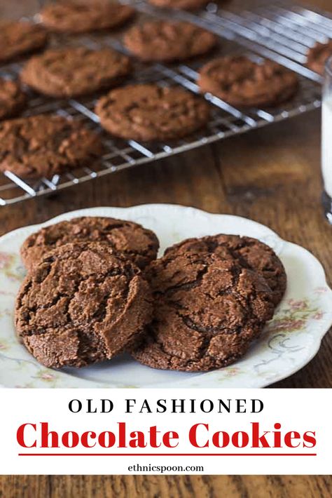 Aunt Lou's old fashion chocolate drop cookies are a 100+ year old family favorite recipe. A great cookie to dunk! | ethnicspoon.com #oldfashionedcookie #oldfashionedrecipe #chocolatecookies Chocolate Drop Cookies, Drop Cookies, Best Cookie Recipes, Easy Cookie Recipes, Homemade Cookies, Chewy Cookie, Best Dessert Recipes, Old Fashion, Easy Cookies