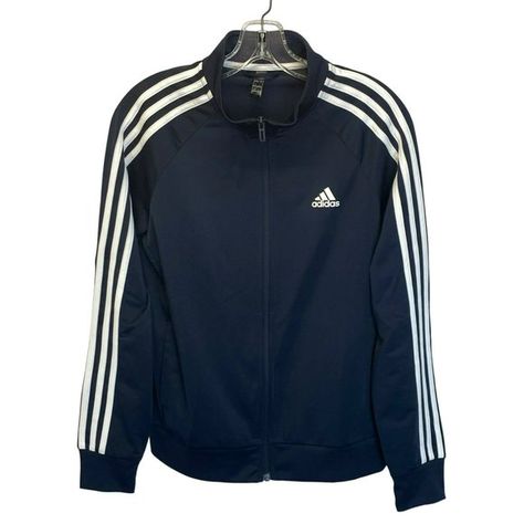 Adidas Primegreen Jacket Women's Medium Navy Blue Zip Zipper 3 Stripe Track Adidas Tracksuit, Adidas Jackets, Blue Adidas, Stripes Design, The 3, Adidas Jacket, Zip Ups, Track, Navy Blue