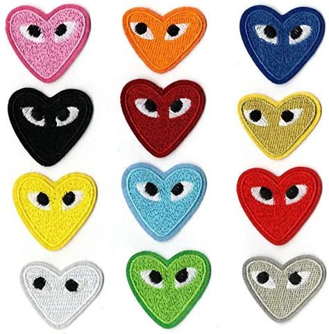 Senior Jackets Patches, Eyes Patches, Diy Jeans Crafts, Iron On Letter Patches, Applique Clothes, Senior Jackets, Cartoon Heart, Cute Patches, Heart Patches