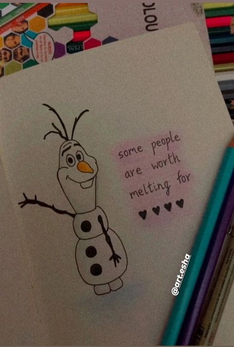 Some People Are Worth Melting For, Olaf Drawing, Disney Characters Wallpaper, Olaf, Cute Cards, Some People, Painting Ideas, Canvas Painting, Greeting Cards