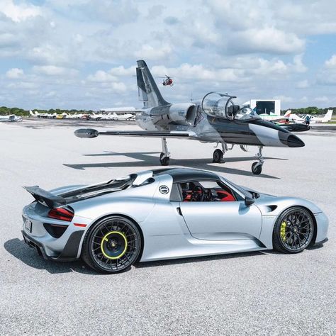 Porsche 918 Spyder x L-39 Albatros 📡 A Huge thanks to @kfletchphotography & @anrkywheels for these awesome Pictures ! 📷 #porsche #918spyder #porsche918spyder #supercar #dreamcar #l39 #l39albatros Tokyo Drift Cars, Futuristic Cars Design, Porsche 918 Spyder, Car Game, New Luxury Cars, Mclaren Cars, Challenger Srt, Dodge Challenger Srt, Luxury Lifestyle Dreams