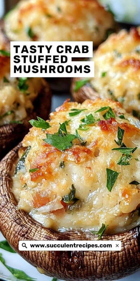 Canned Crab Stuffed Mushrooms, Crab And Cream Cheese Stuffed Mushrooms, Crab Cake Stuffed Mushrooms, Stuffed Mushrooms With Crab Meat, Savory Crab Stuffed Mushrooms, Stuffed Mushrooms Crabmeat, Clam Stuffed Mushrooms, Seafood Side Dishes Appetizers, Crab Stuffed Mushroom Recipes