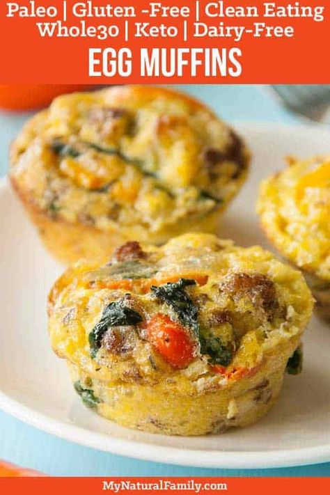 These quick Paleo egg muffins are really easy and versatile. I make them a lot and add or leave out things and they always turn out good. They are a good make-ahead high protein Paleo breakfast or snack. {Paleo, Gluten Free, Clean Eating, Dairy Free} #paleorecipes #paleo #mynaturalfamily #ketorecipes High Protein Paleo, Muffins Ideas, Paleo Egg Muffins, Gluten Free Clean Eating, Quick Paleo, Dairy Free Keto Recipes, Homemade Pesto Recipe, Egg Muffins Recipe, Egg Muffins Breakfast