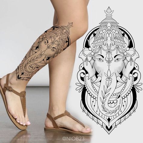 Shiva Ganesha Tattoo, Hindu Tattoos For Women, Ganesha Tattoo Mandala, Ganesha Tattoo Sleeve, Lord Ganesha Tattoo, Bushido Tattoo, Buda Tattoo, Ganesha Design, Arte Ganesha