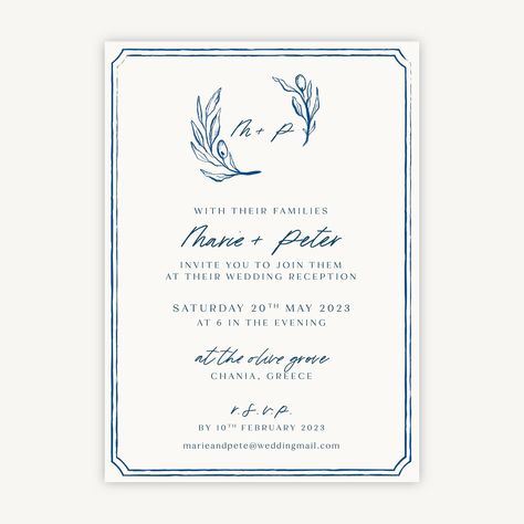 Blue Tile Mediterranean Evening/Reception Wedding Invitation - 70 Wedding Invitations Mediterranean Wedding Invitations, Evening Wedding Invitations, Large Wedding Signs, Place Card Table Wedding, Folded Wedding Invitation, Evening Reception, Mediterranean Wedding, Wedding Guest Book Sign, Signature Drinks Sign