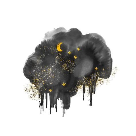 size: 24x24in Art Print: Night Sky, Cloud, Winter, Cosmos, Stars, Gold, Moon, Snow, Rain Sketch. Watercolor Abstract Backgro by Rana Des : Rain Sketch, Stars Gold, Sketch Watercolor, Night Sky Painting, Snow Rain, Watercolor Projects, Sky Painting, Watercolor Abstract, Dessin Adorable