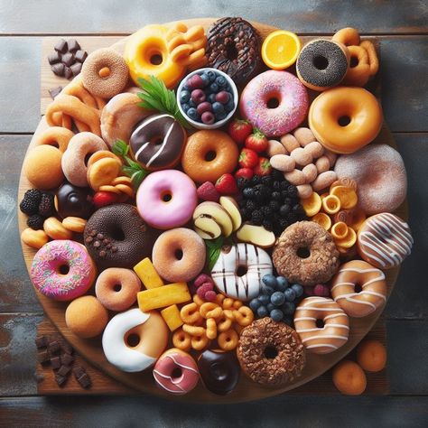 Donut Delight: How to Create A Donut Charcuterie Board - Donut Hole Charcuterie Board, Charcuterie Board Unique Ideas, Donut Types, Donut Charcuterie Board, Creative Charcuterie Board Ideas, Breakfast Charcuterie Board Ideas, Unique Charcuterie Board Ideas, Donut Delight, Brunch Charcuterie Board