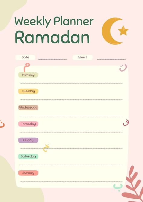 Ramadan Weekly Planner personalringsplanner Ramzan Planner, Decorations For Ramadan, Event Organizer Planners, Islamic Journaling, Ramadan Tracker, Ramadan Goals, Business Planner Organization, Ramadan Art, Ramadan 2025