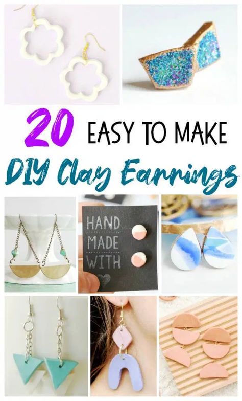 20 DIY Earrings To Make With Clay Make Clay Earrings, Flower Earrings Diy, Christmas Jewelry Diy, Air Drying Clay, Earrings To Make, Homemade Clay, Diy Earrings Polymer Clay, Diy Air Dry Clay, Polymer Clay Jewelry Tutorials