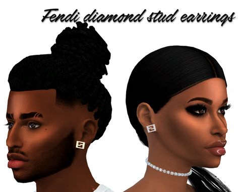 DOWNLOADS | xxblacksims Sims 4 Diamond, Black Sims, Male Sims, Fendi Earrings, Cc Hair, Mens Earrings Studs, Sims4 Cc, Sims 4 Cc Finds, Cc Finds