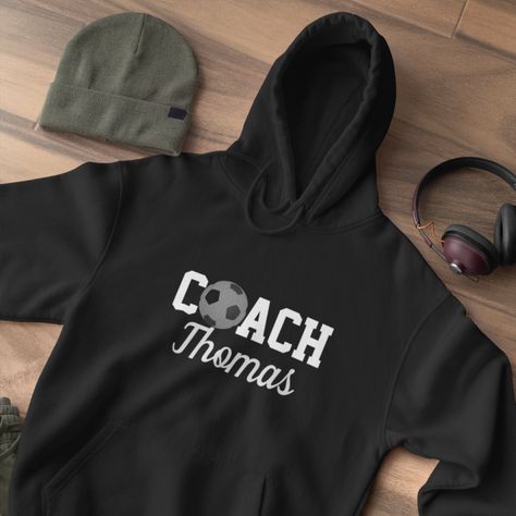 Name Typography, Coach Outfits, Soccer Coach, Challenge Group, Cool Typography, Trendy Hoodies, Soccer Coaching, Personalized Hoodies, Mens Sweatshirts Hoodie