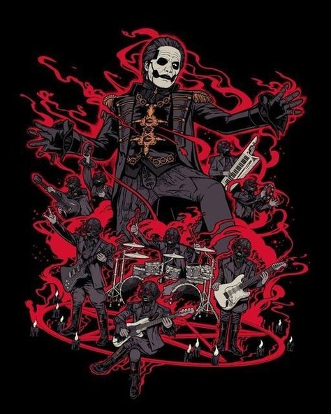 Ghost Band Official Art, Ghost Band Design, Ghost Band Shirt Design, Ghost Fanart Band, Ghost Bc Fanart, Ghost Band Fanart, Arte Heavy Metal, Tobias Forge, Ghost Album