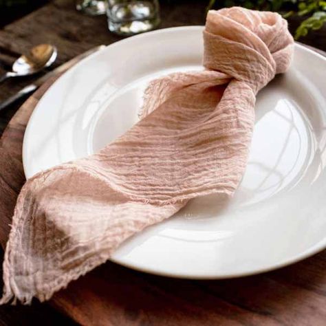 Diy Wedding Napkins, Cheesecloth Napkins, Table Rose, Pink Napkins, Diy Napkins, Wedding Program Fans, Wedding Napkin, Table Runners Wedding, Napkin Folding