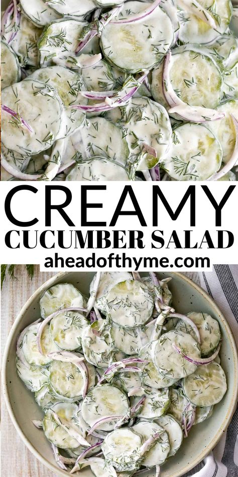 Recipe With Sour Cream, Cucumber Dill Salad, Salad Recipes Low Carb, Creamed Cucumbers, Salad Cream, Cucumber Salad Recipe, Creamy Cucumber Salad, Resep Salad, Creamy Cucumbers