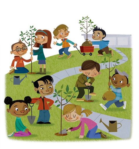 samba for rats Planting Trees Illustration, Planting Tree Illustration, Planting Trees Drawing, Planting Illustration, Family Tree Clipart, Trees Illustration, Preschool Playground, Plant Cartoon, Planting Trees