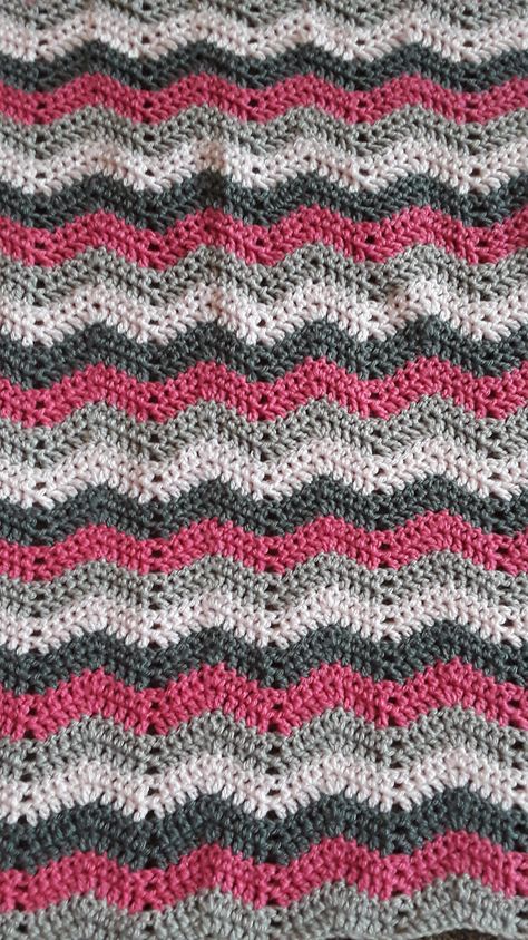 Classic Ripple Crochet Baby Blanket Lapghan Crochet Patterns Free Easy, Ripple Crochet Pattern Free, Ripple Waves Crochet Blanket Pattern, Crochet Wave Pattern, Pink And Gray Crochet Baby Blanket, Confetti Waves Crochet Blanket Pattern, Red Heart Ombre Crochet Pattern Blanket, Crochet Pink Chevron Throw, Ripple Afghan Pattern