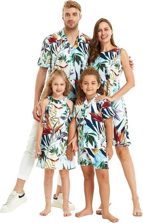 Amazon.com: Matchable Family Hawaiian Luau Men Women Girl Boy Clothes in Lost in Paradise : Clothing, Shoes & Jewelry Collar Shirts Women, Lost In Paradise, Shirt And Shorts Set, Matching Outfit, Hawaiian Luau, Womens Kimono, Butterfly Dress, Round Neck Dresses, Family Set