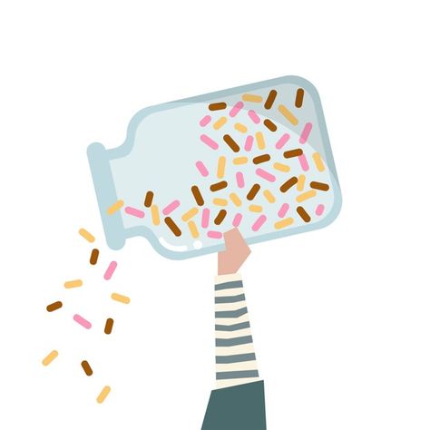 Illustration of a  hand holding a bottle... | Free Vector #Freepik #freevector #background #hand #cake #rainbow Sprinkle Illustration, Sprinkle Drawing, Sprinkles Drawing, Sprinkles Illustration, School Ipad, Cake Rainbow, Rainbow Sprinkle, Cupcake Illustration, Colorful Donuts