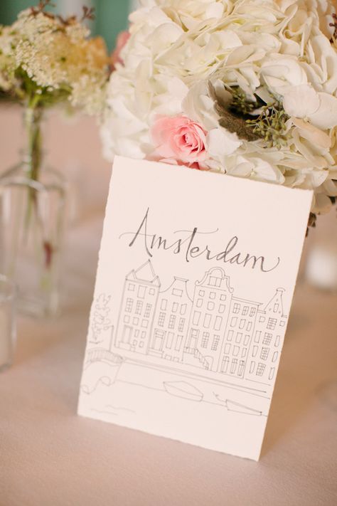 Table Name Ideas, Travel Table, Amsterdam Wedding, Wedding Table Themes, Wedding Table Names, Table Name, Wedding Numbers, Travel Theme Wedding, Table Names