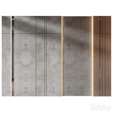 wall panels | set 348 - Other decorative objects - 3D model Wall Cladding Interior, Wall Cladding Designs, Modern Wall Paneling, Cladding Design, Tv Unit Interior Design, Home Lighting Design, Wall Panel Design, Minimalist Interior Style, Accent Walls In Living Room