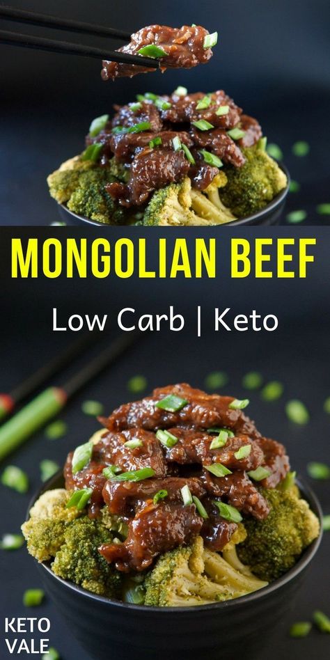 Low Carb Mongolian Beef Recipe for Keto Diet Keto Mongolian Beef, Mongolian Beef Recipes, Beef And Broccoli, Mongolian Beef, Crockpot Recipes Beef, Ketogenic Diet Meal Plan, Keto Recipes Dinner, Diet Vegetarian, Think Food