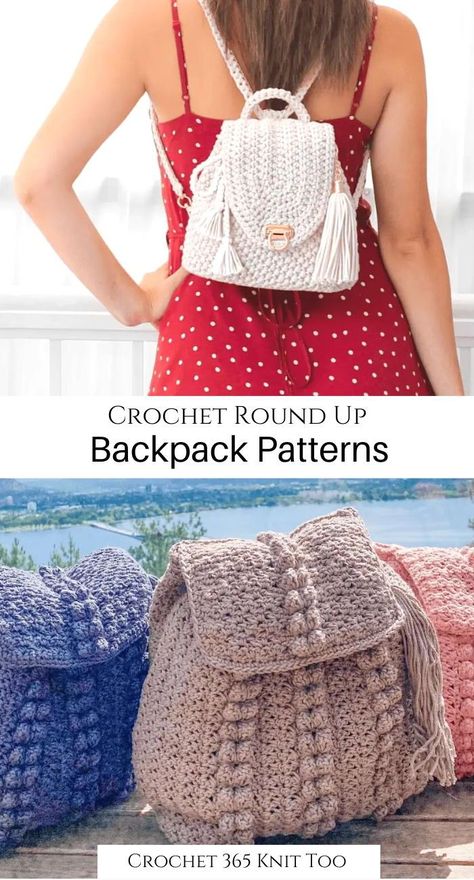 Crochet Bag Pack Free Pattern, Passionate Crafter, Modern Haken, Tote Crochet, Crochet Backpack Pattern, Modern Backpack, Mochila Crochet, Free Crochet Bag, Crochet Shell Stitch