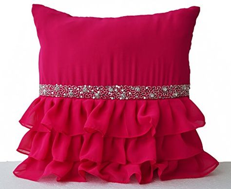 Hot Pink Throw Pillows, Red Decorative Pillows, Red Cushion Covers, Pink Cushion Covers, Sequin Throw Pillows, Pillows Decorative Diy, Gold Pillow, Creative Pillows, Beaded Pillow