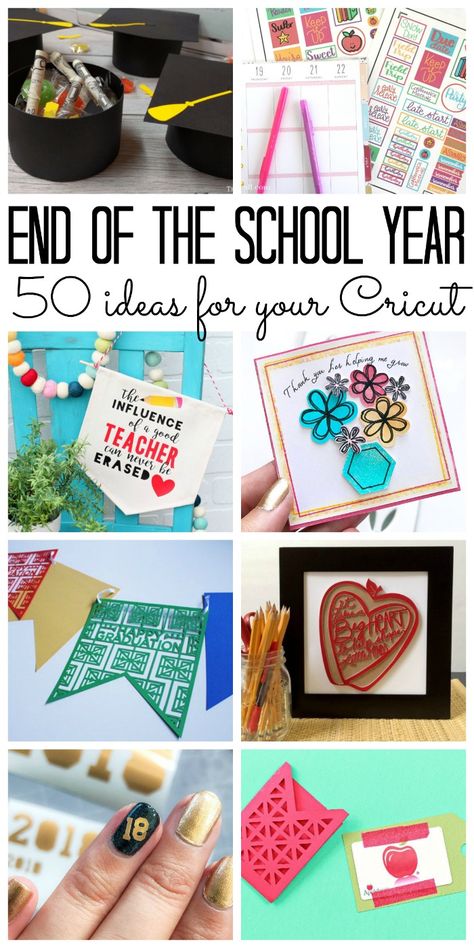 Over 50 ideas for the end of the school year that you can make with your Cricut machine! Diy Projects Gifts, Appreciation Ideas, Stationery Essentials, Cricut Tips, Family Ideas, Circuit Projects, Vinyl Ideas, Funky Junk, Cricut Machine